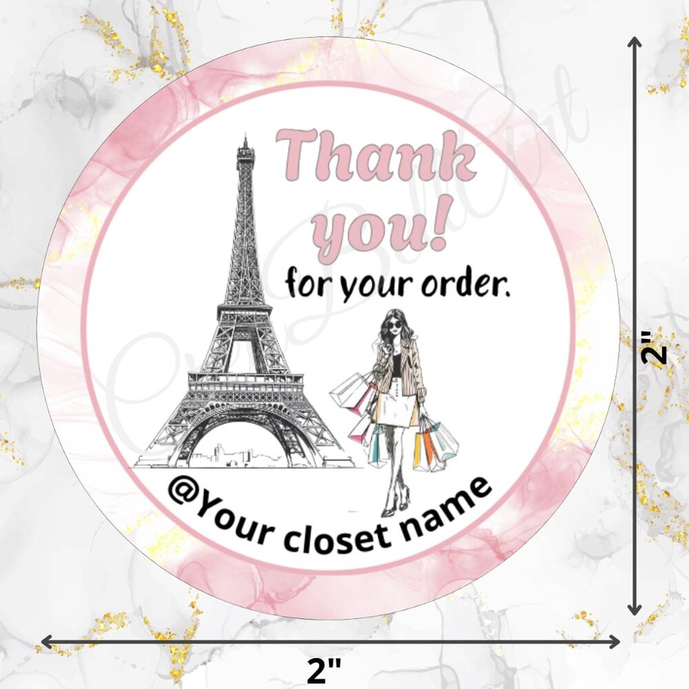 120 Pack Paris fashion Personalized Thank You Cards & Stickers - Picture 5 of 8